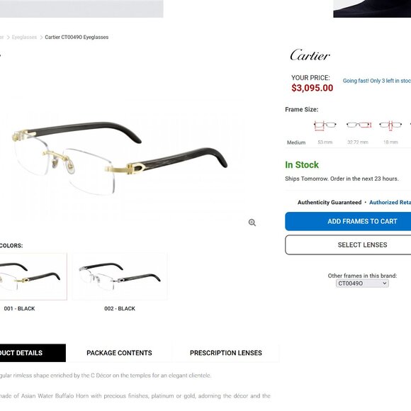 NEW! Cartier Black Buffalo Horn Glasses CT00490 - Picture 15 of 15